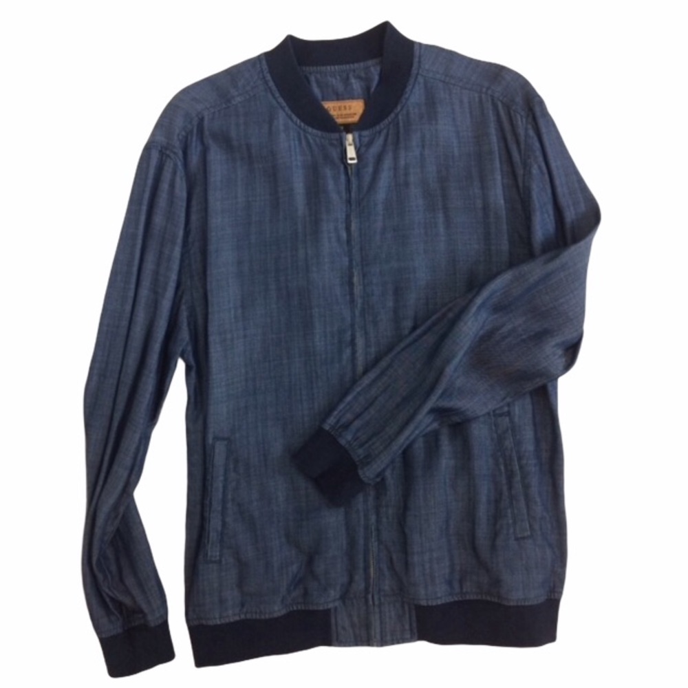Guess Chambray Bomber Jacket Size Medium